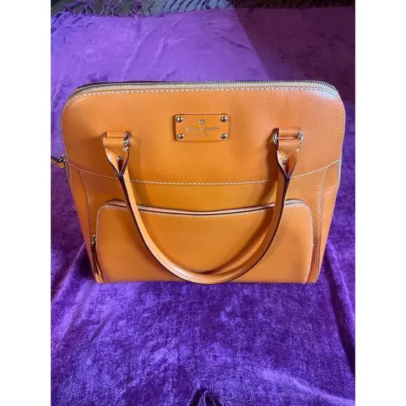 KATE SPADE Orange Wellesley Maeda Satchel Tote Bag Purse EXCELLENT CONDITION - Picture 3 of 9